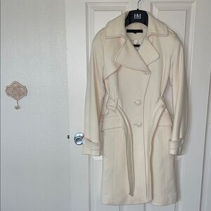 Kenneth Cole New York Winter-White Wool-Blend Belted Walker Coat